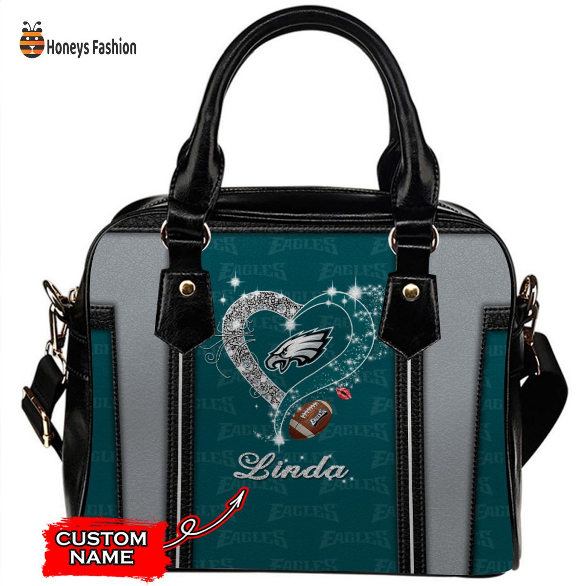 Philadelphia Eagles NFL Custom Name Leather Handbag Tote bag