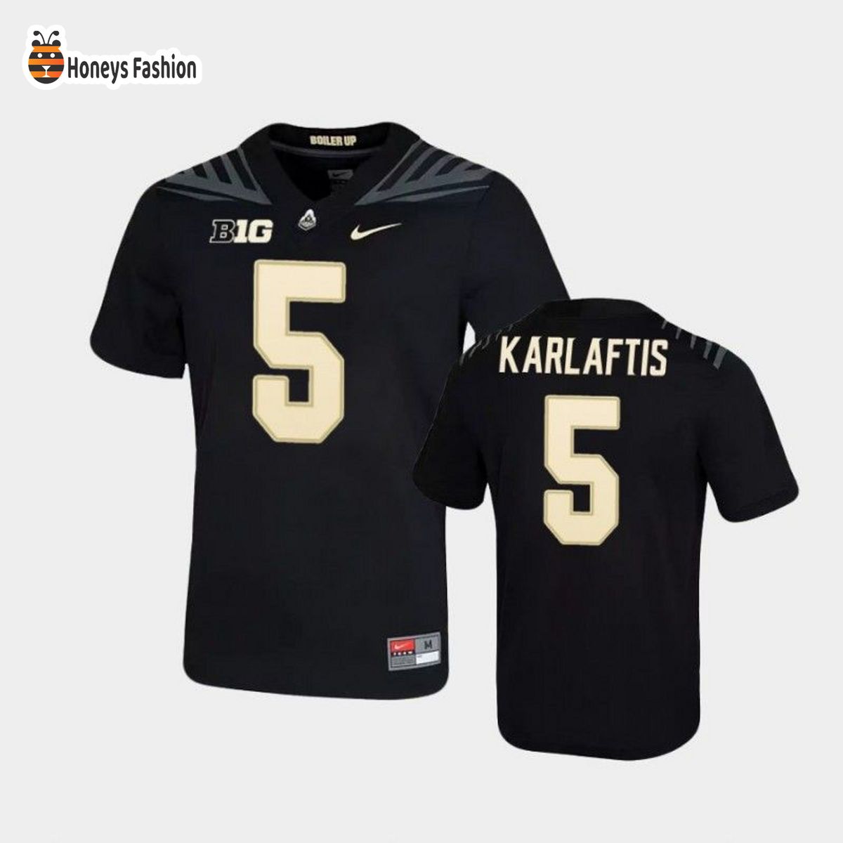 Purdue Boilermakers Number 5 George Karlaftis Black Game Football Jersey