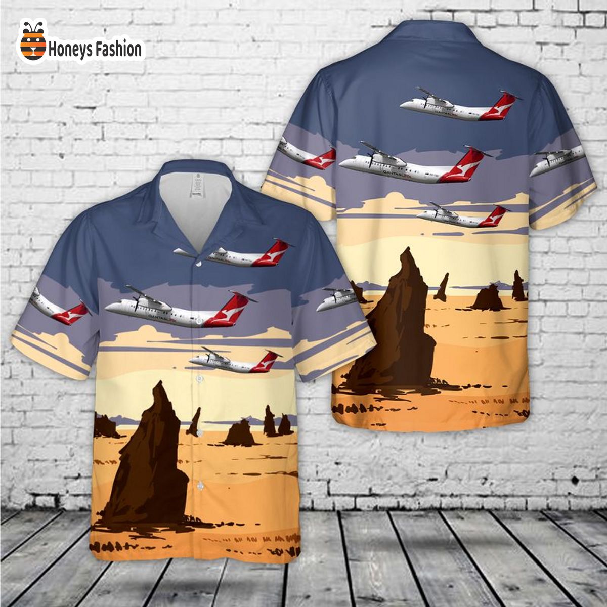 QantasLink Eastern Australia Airlines Bombardier Dash 8 Q315 Hawaiian Shirt