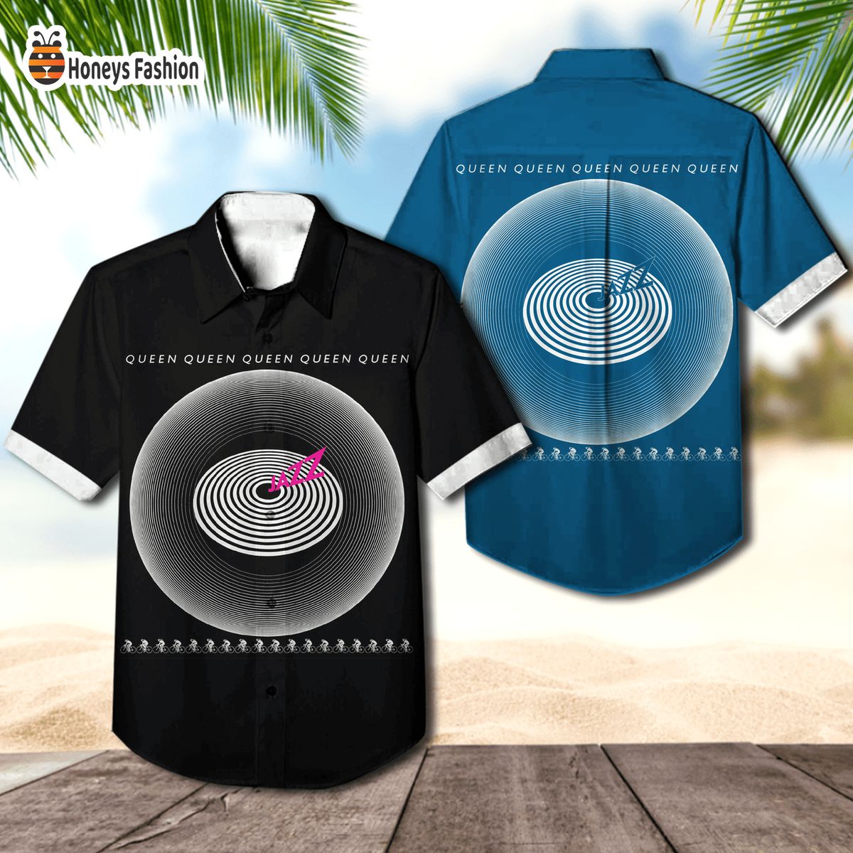 Queen band jazz album cover hawaiian shirt