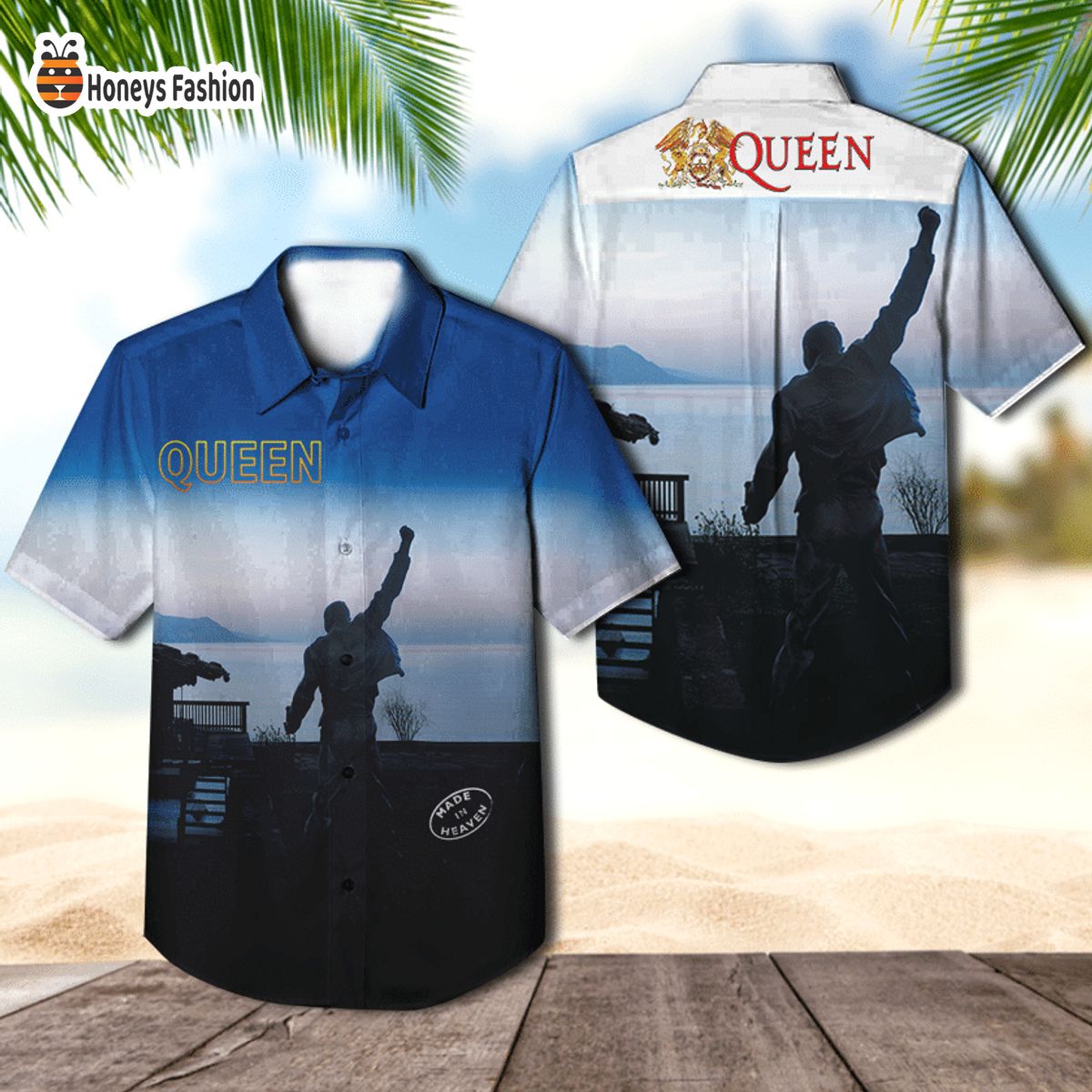 Queen band made in heaven album cover hawaiian shirt