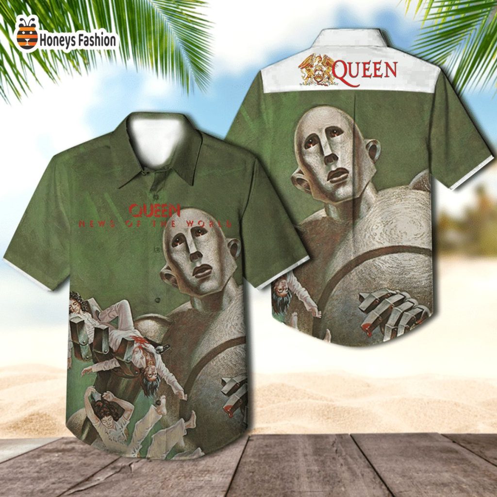 Queen band news of the world album cover hawaiian shirt
