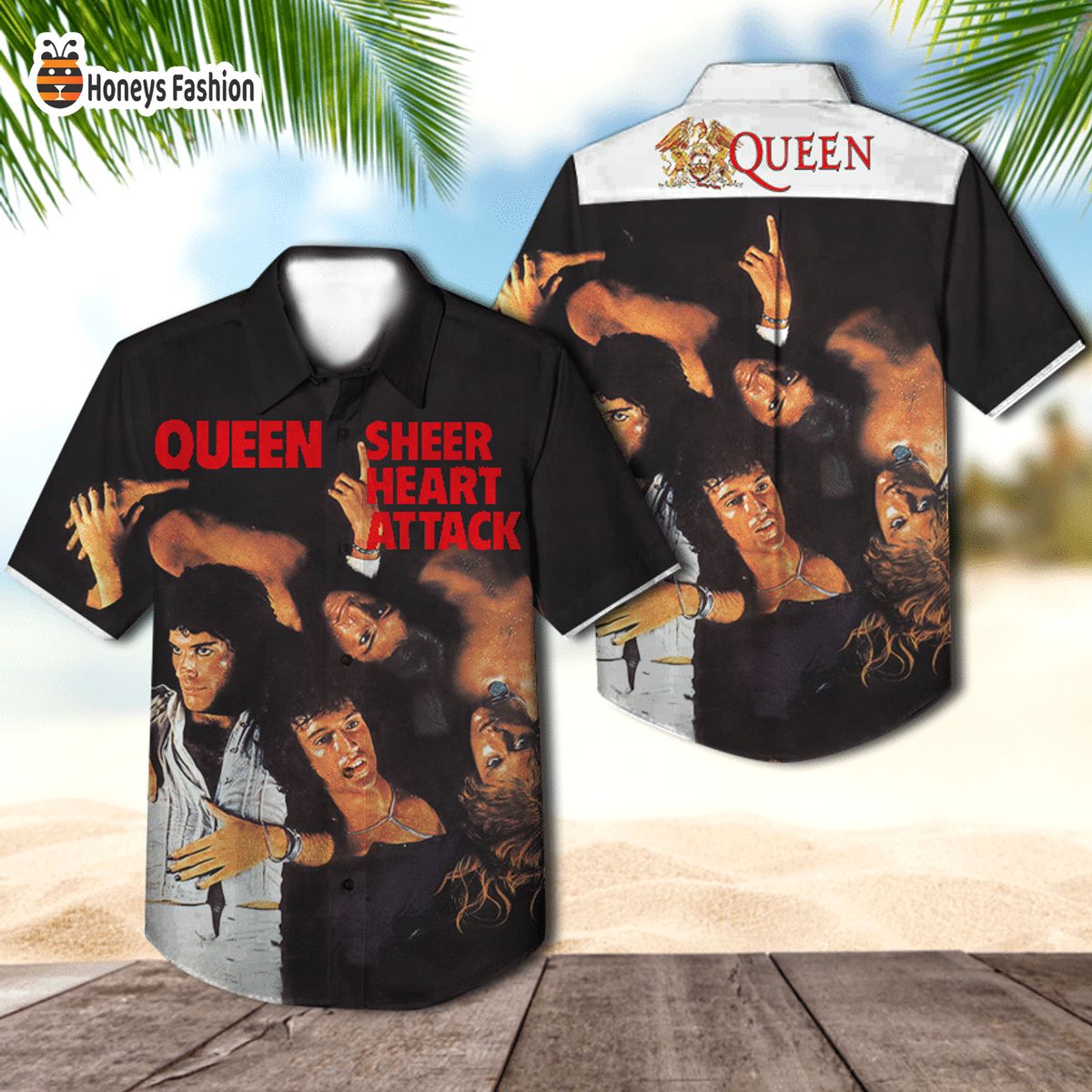 Queen band sheer heart attack album cover hawaiian shirt