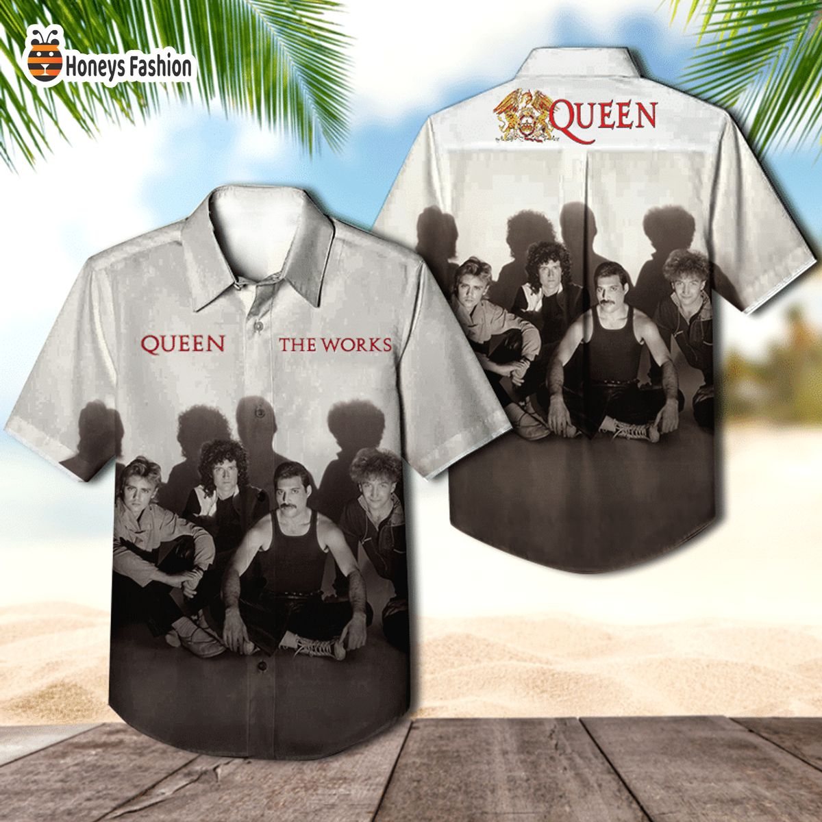 Queen band the works album cover hawaiian shirt