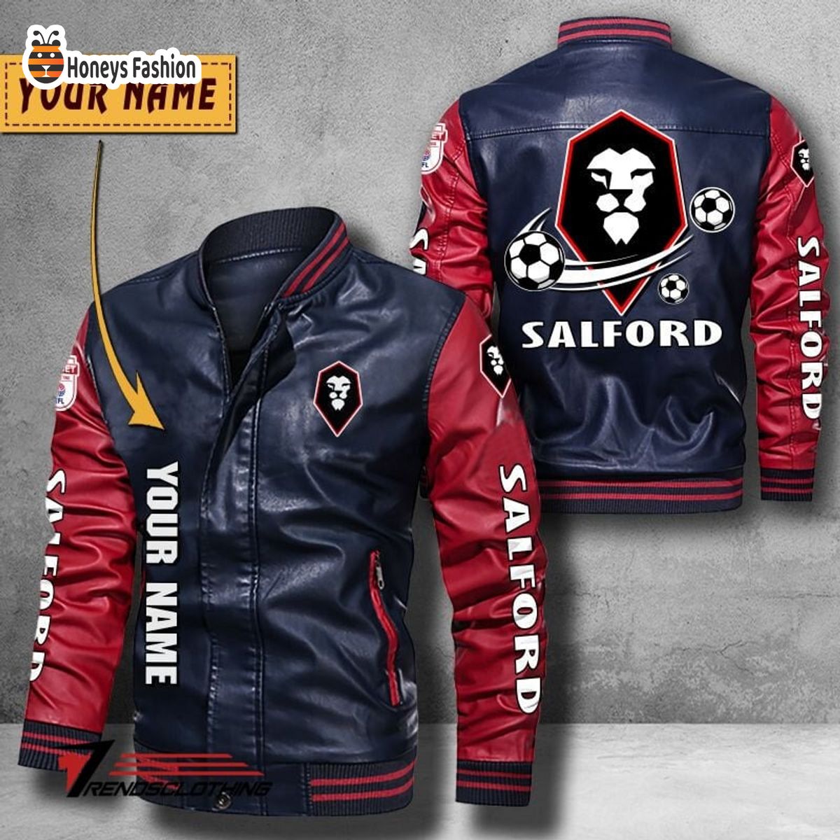 Salford City Custom Name Leather Bomber Jacket