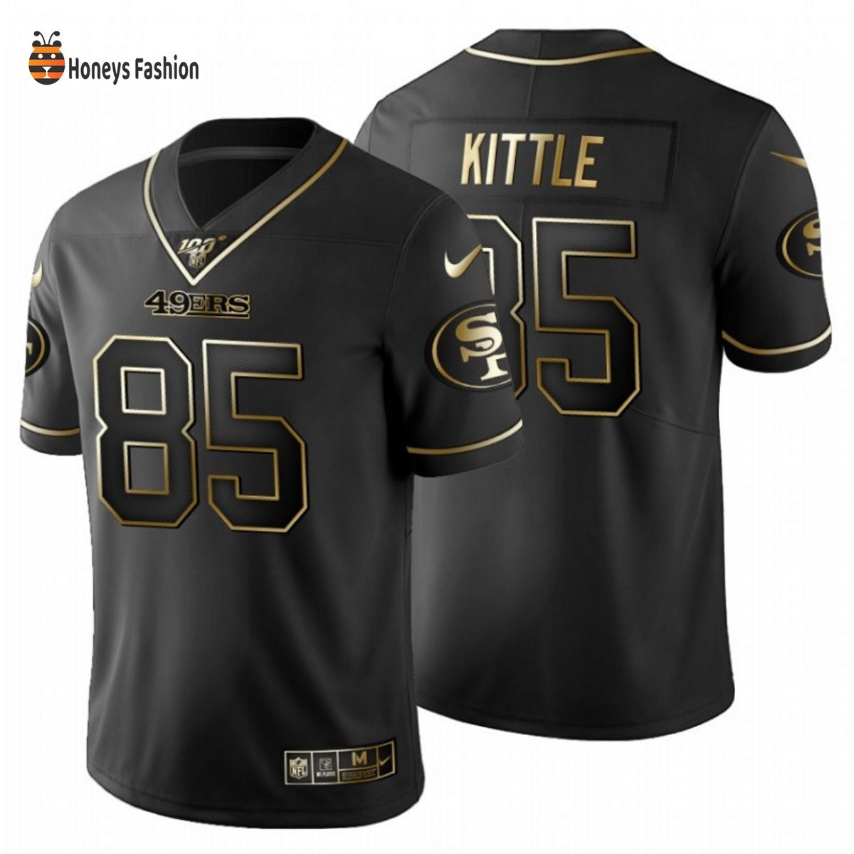 San Francisco 49ers George Kittle Black Metallic Gold 2020 NFL Jersey
