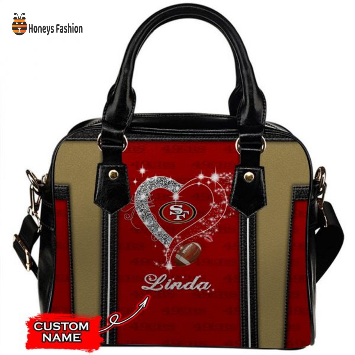 San Francisco 49ers NFL Custom Name Leather Handbag Tote bag