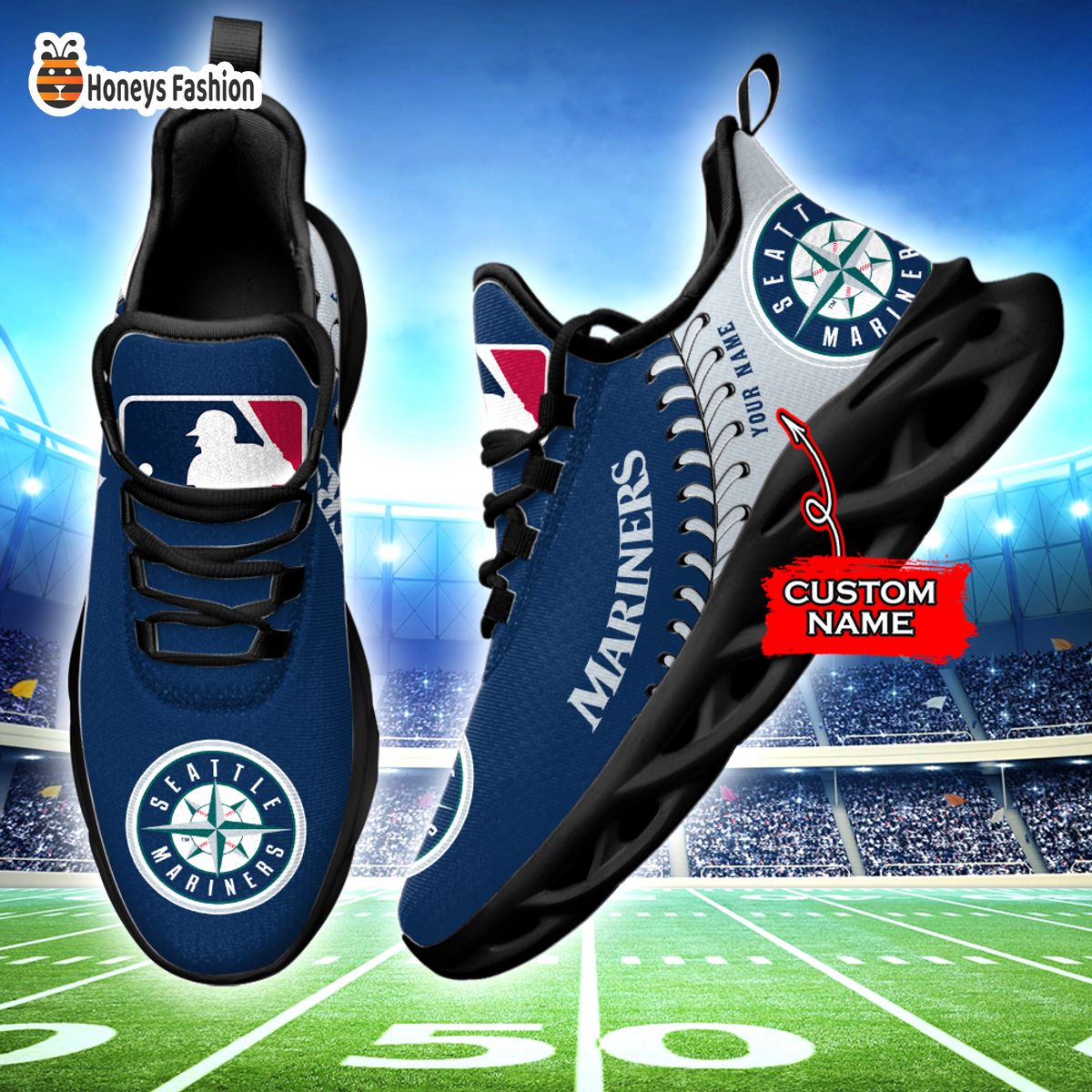 Seattle Mariners MLB Custom Name Max Soul Sneaker