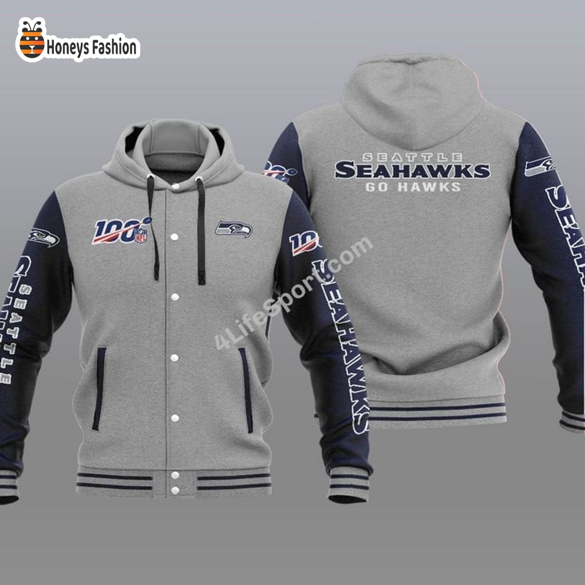 Seattle Seahawks 100th Anniversary Season Hooded Varsity Jacket