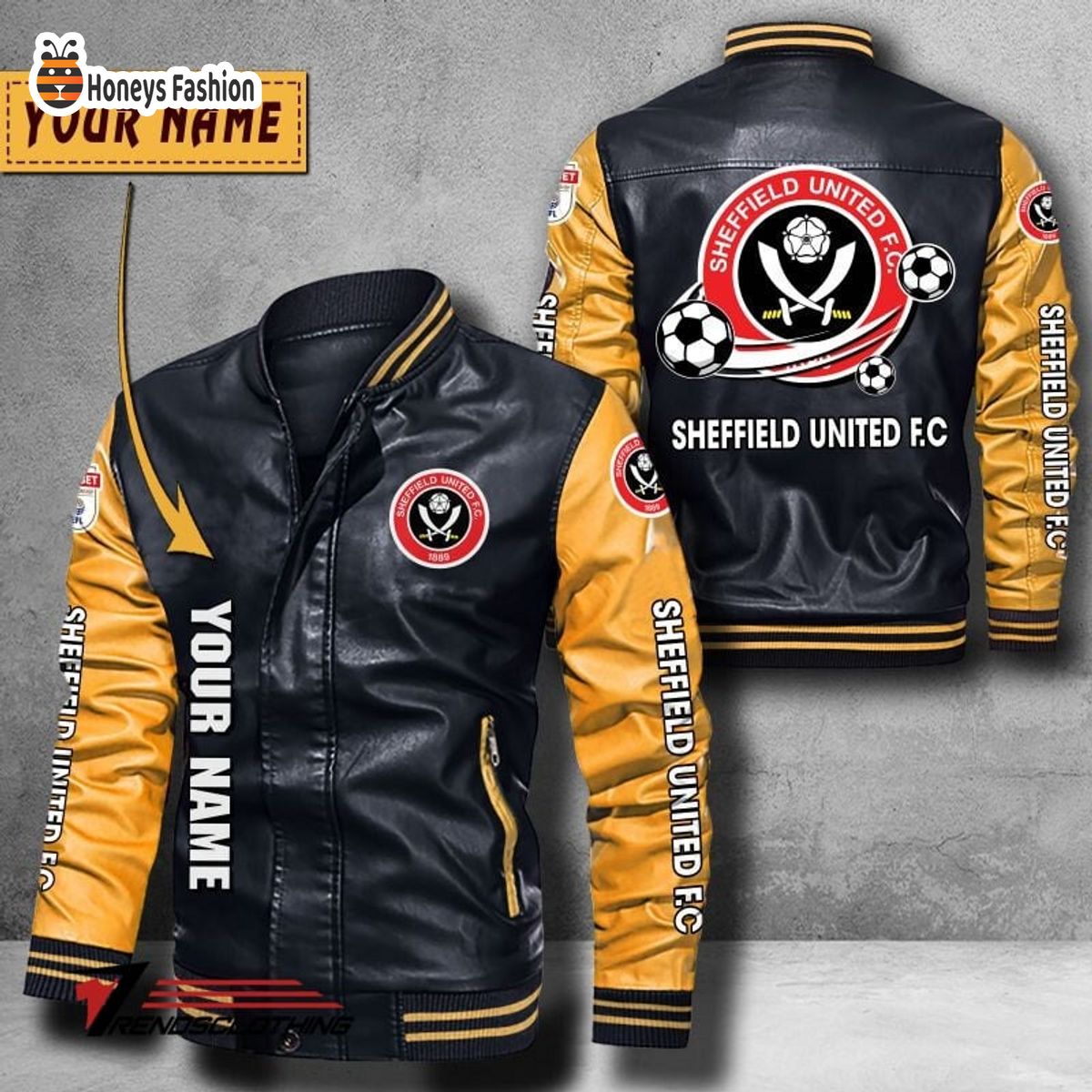 Sheffield United F.C Custom Name Leather Bomber Jacket