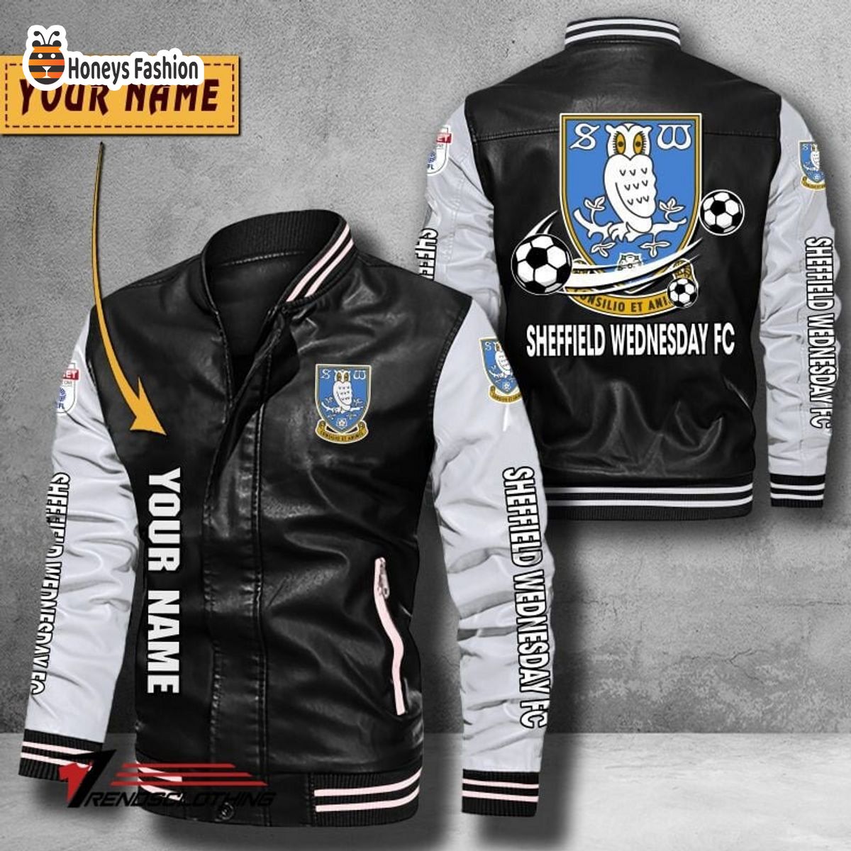 Sheffield Wednesday Custom Name Leather Bomber Jacket