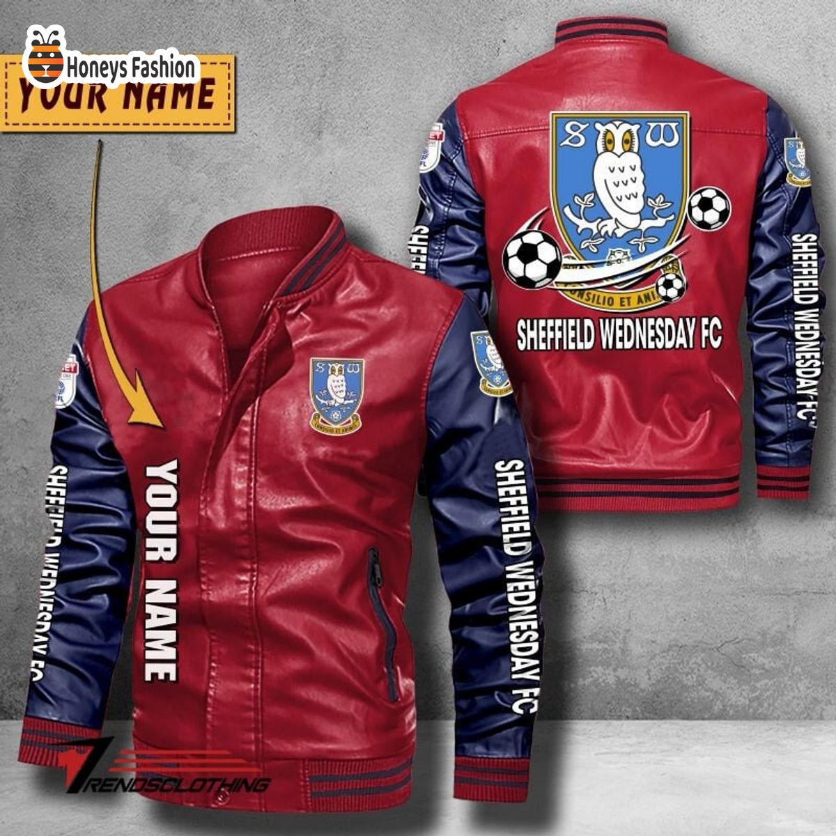 Sheffield Wednesday Custom Name Leather Bomber Jacket