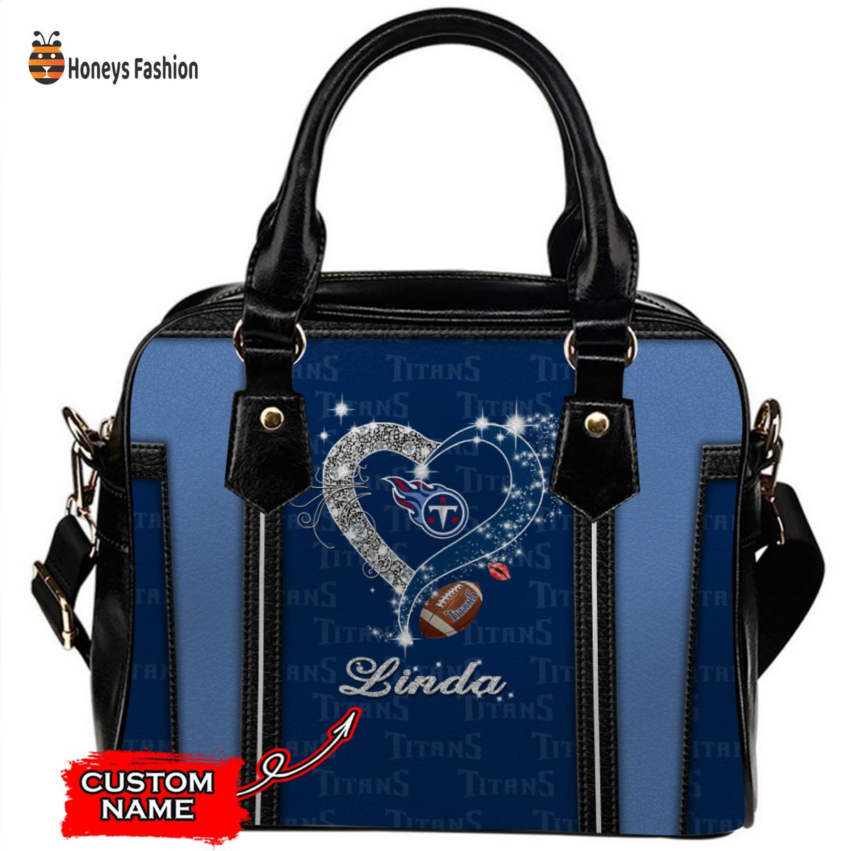 Tennessee Titans NFL Custom Name Leather Handbag Tote bag