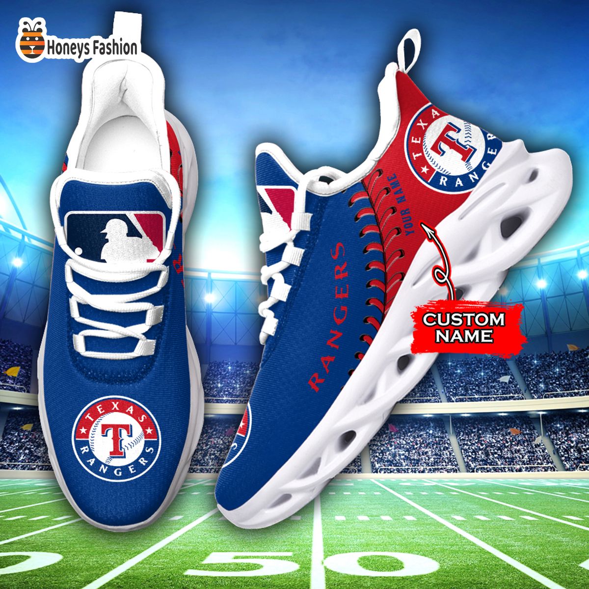 Texas Rangers MLB Custom Name Max Soul Sneaker