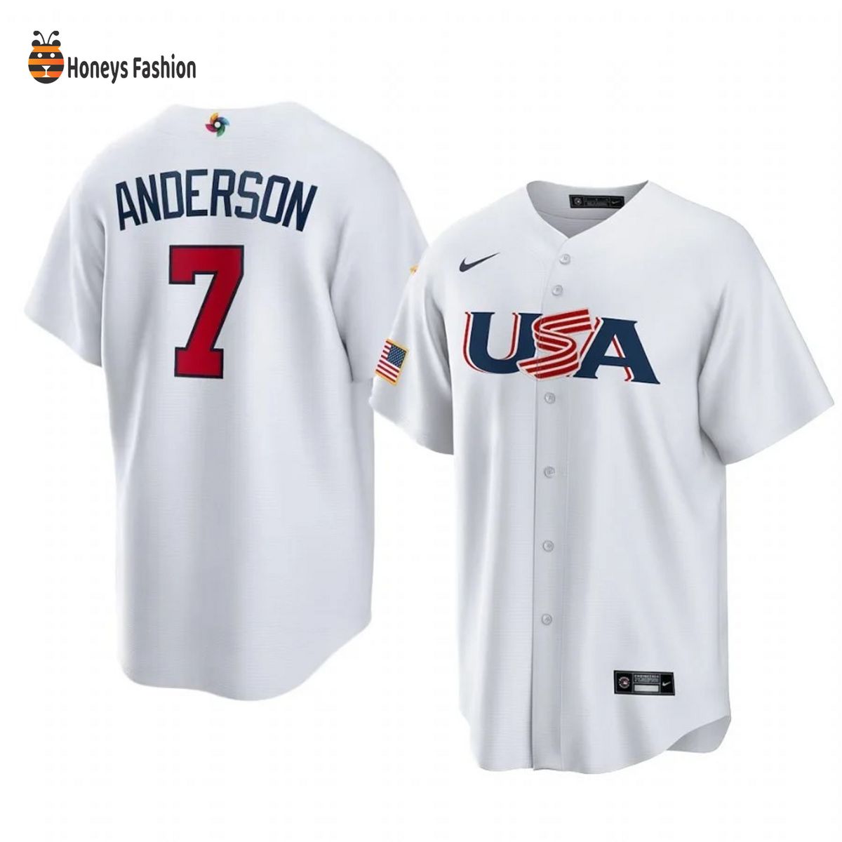 Tim Anderson Chicago White Sox White USA 2023 World Baseball Jersey