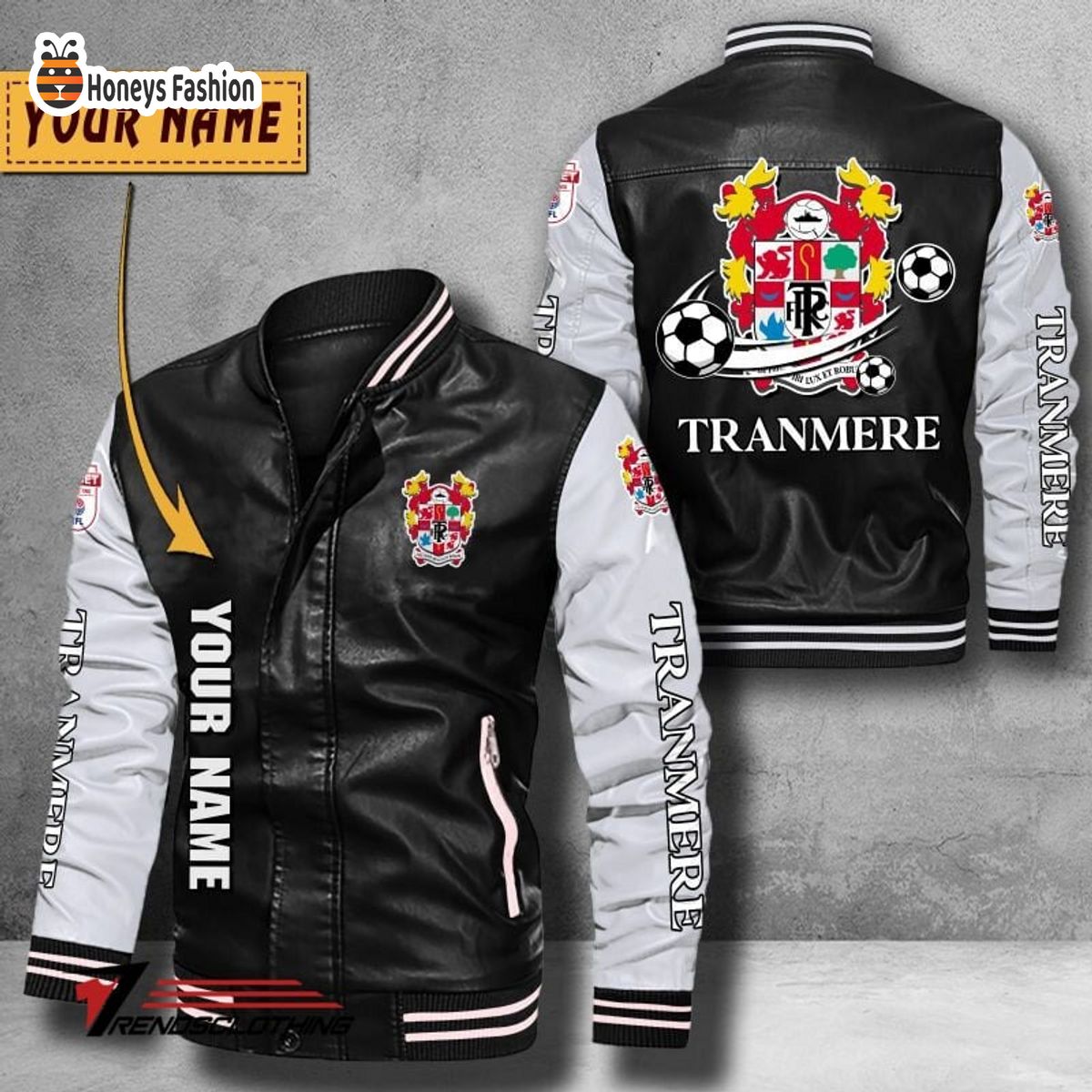 Tranmere Rovers Custom Name Leather Bomber Jacket