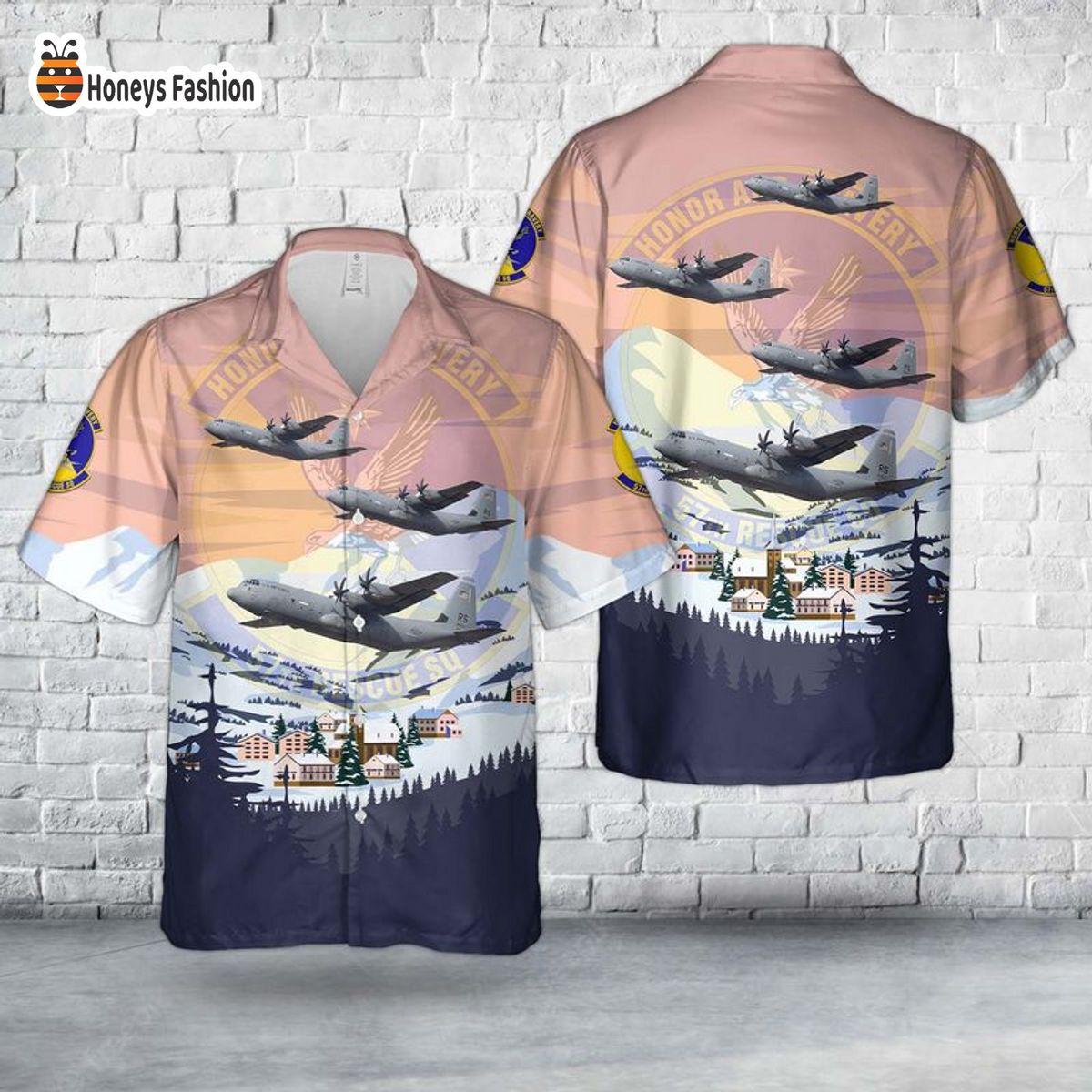 US Air Force 57th Rescue Squadron 57 RQS Lockheed HC 130 Hercules Hawaiian Shirt