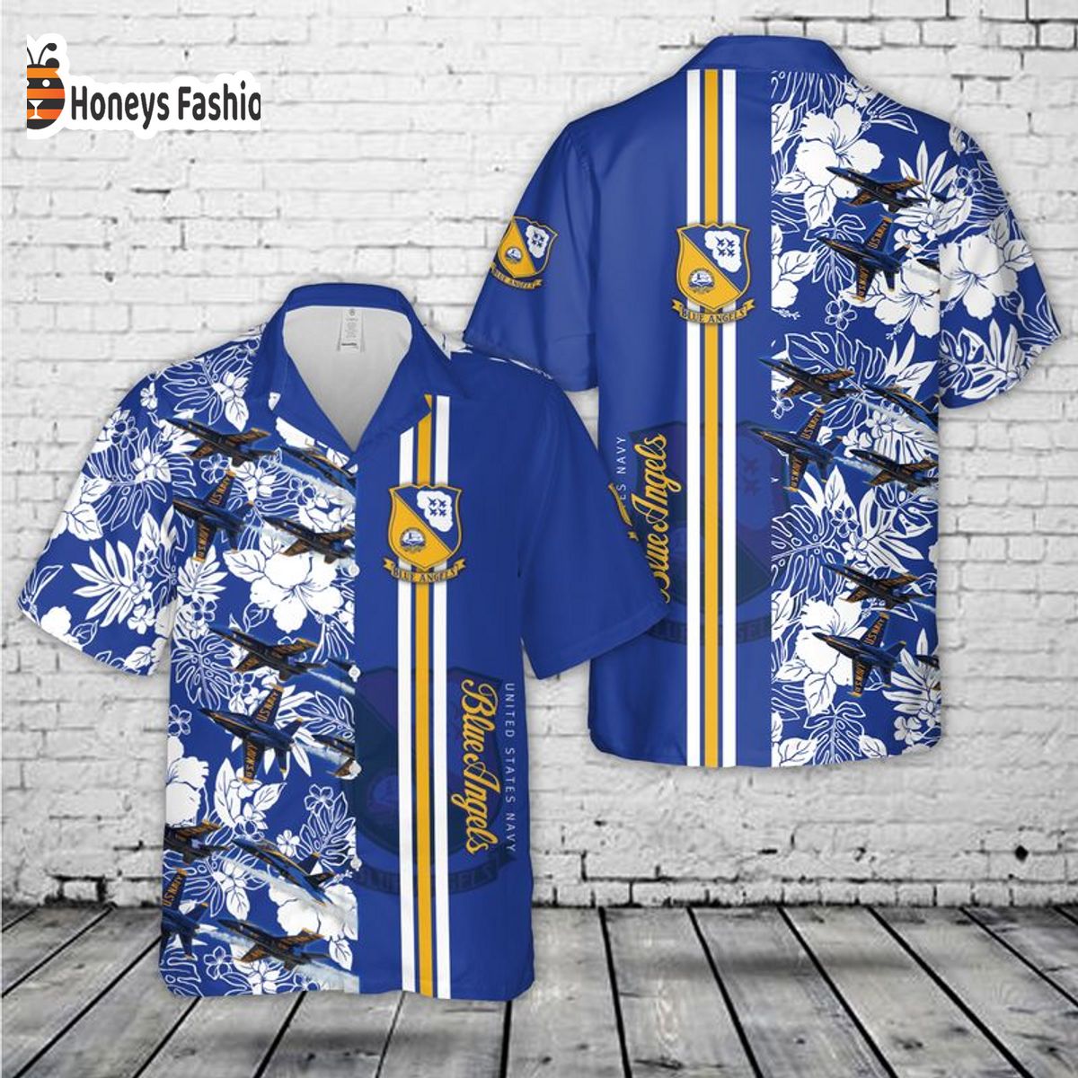 US Navy Blue Angels Flower Hawaiian Shirt