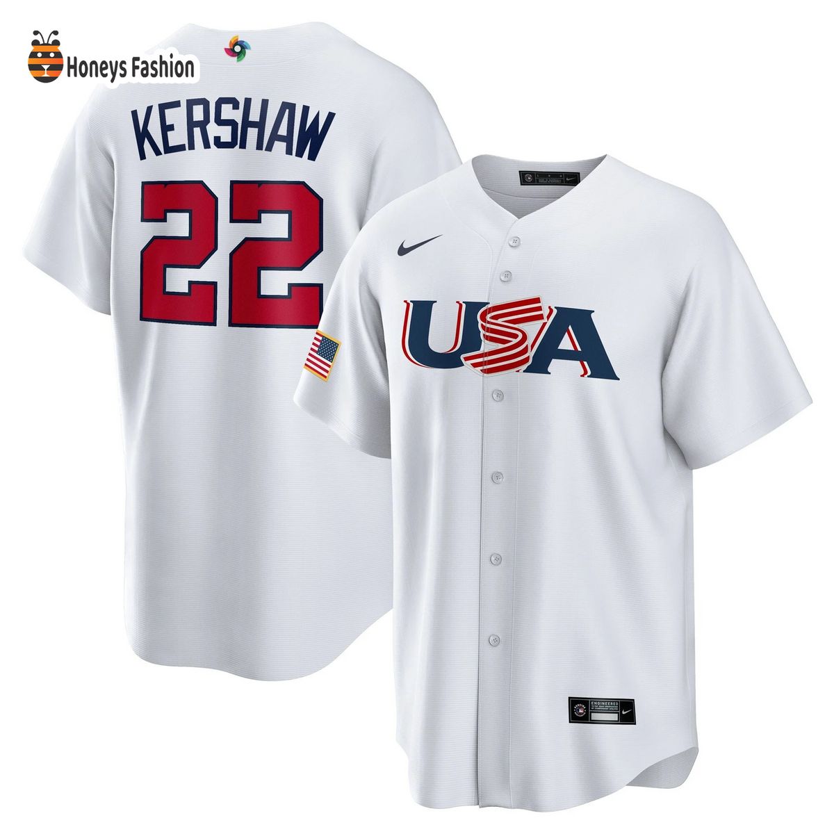 USA Baseball Clayton Kershaw Nike White 2023 World Baseball Jersey