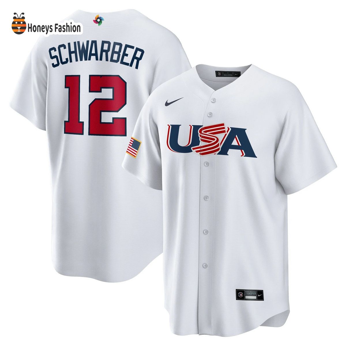 USA Baseball Kyle Schwarber Nike White 2023 World Baseball Jersey