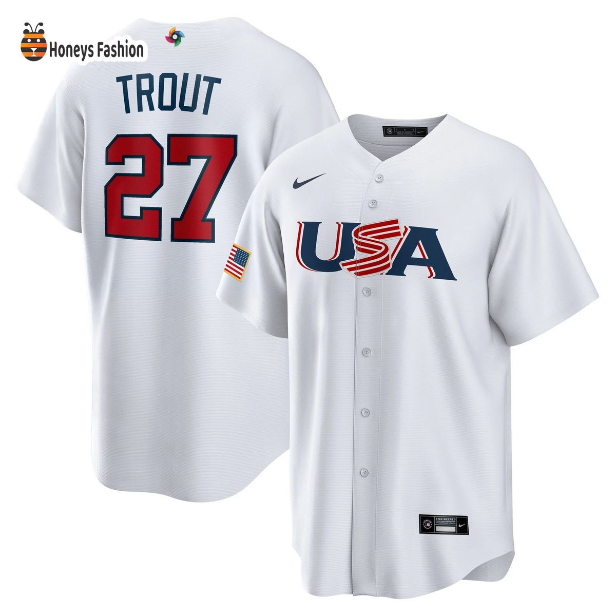 USA Baseball Mike Trout Nike White 2023 World Baseball Jersey