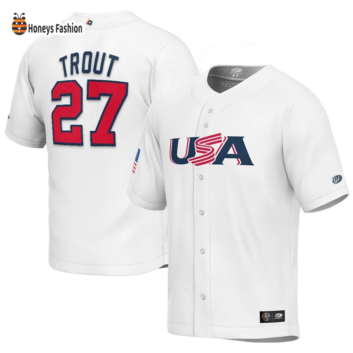 USA Baseball Mike Trout White 2023 World Baseball Jersey