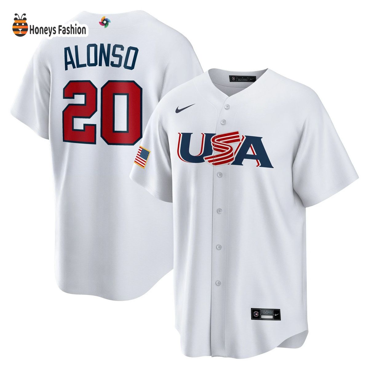 USA Baseball Pete Alonso Nike White 2023 World Baseball Jersey
