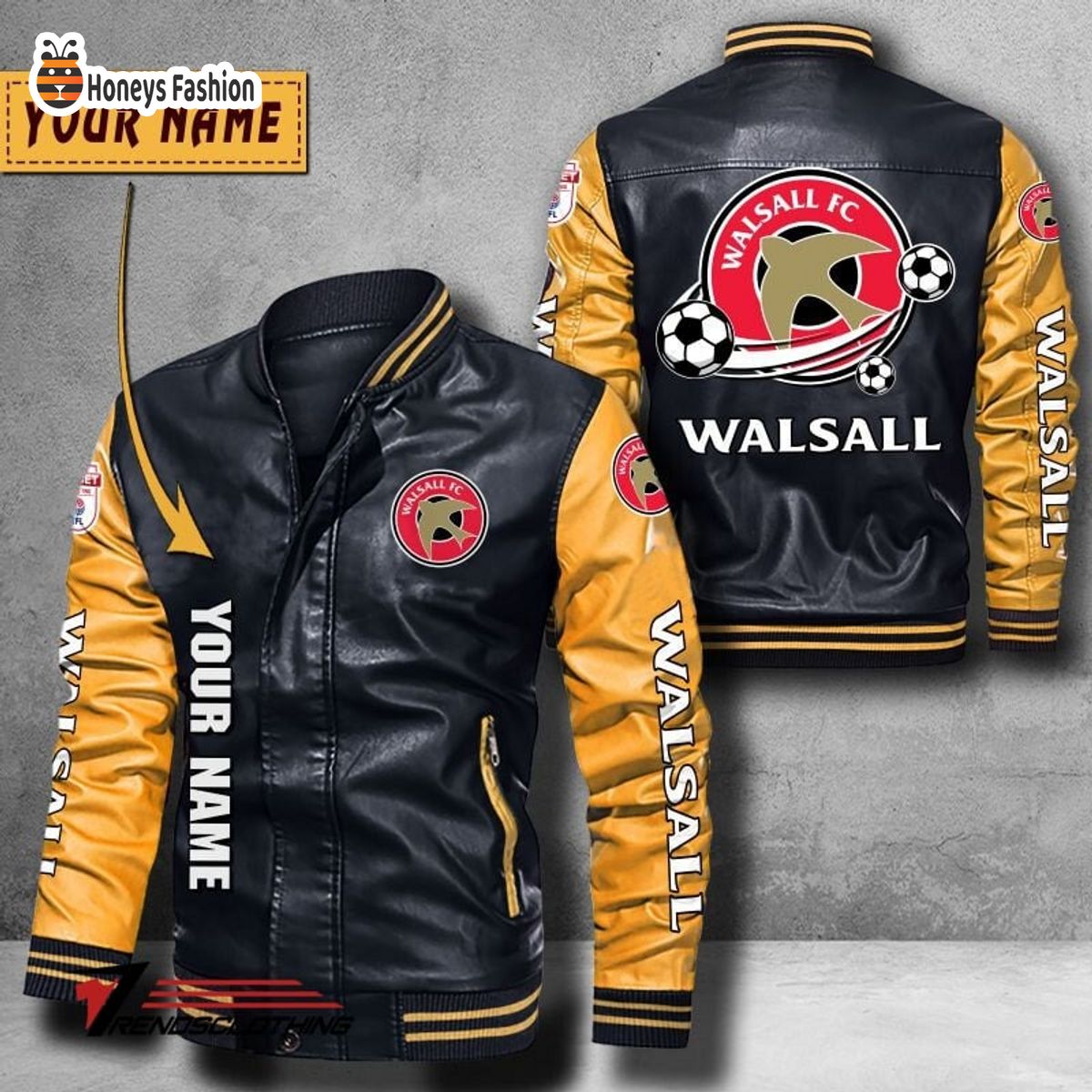 Walsall FC Custom Name Leather Bomber Jacket