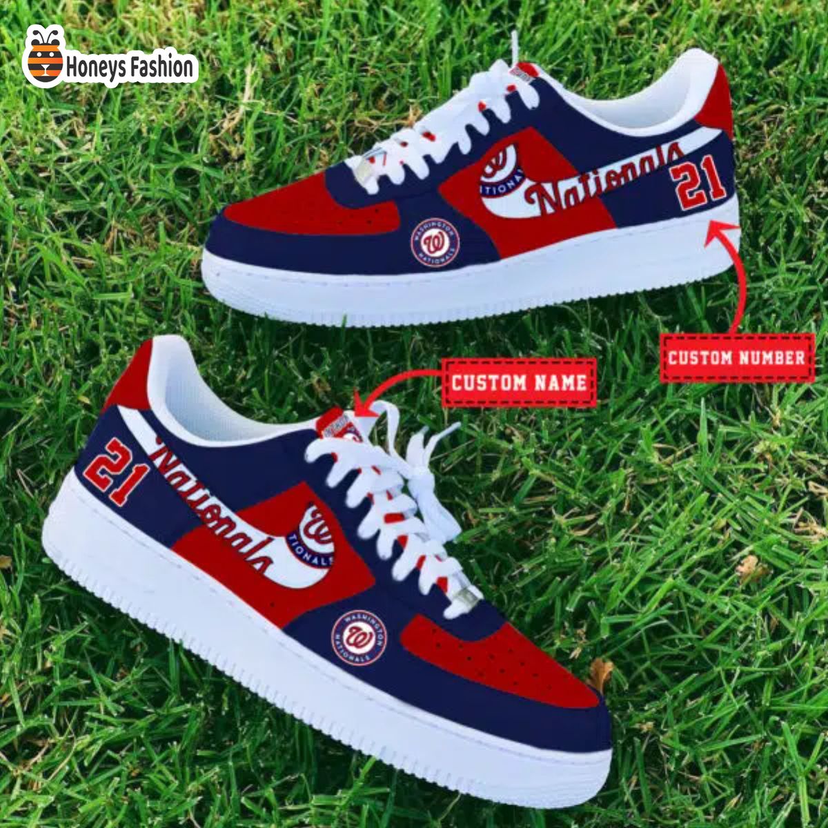 Washington Nationals MLB Custom Name And Number Air Force 1 Sneaker