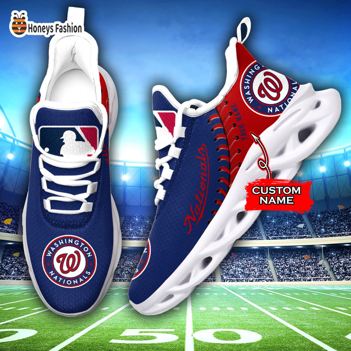 Washington Nationals MLB Custom Name Max Soul Sneaker