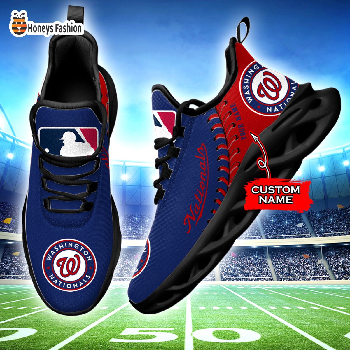 Washington Nationals MLB Custom Name Max Soul Sneaker