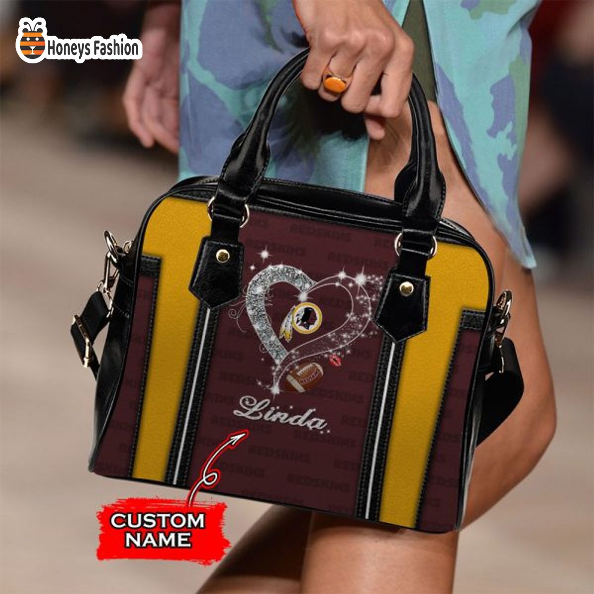 Washington Redskins NFL Custom Name Leather Handbag Tote bag