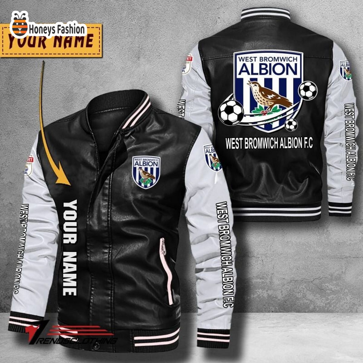 West Bromwich Albion F.C Custom Name Leather Bomber Jacket