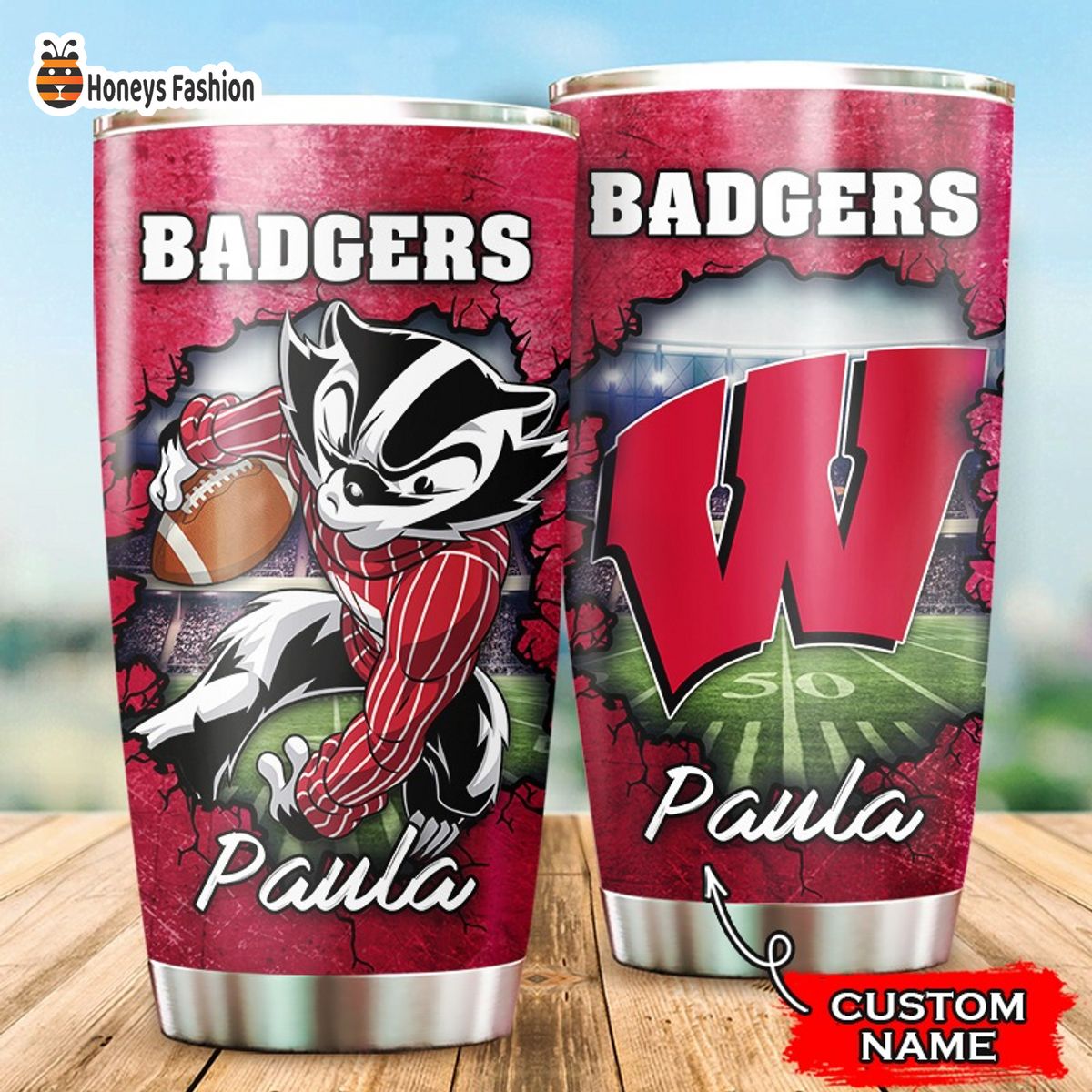 Wisconsin Badgers NCAA Custom Name Tumbler