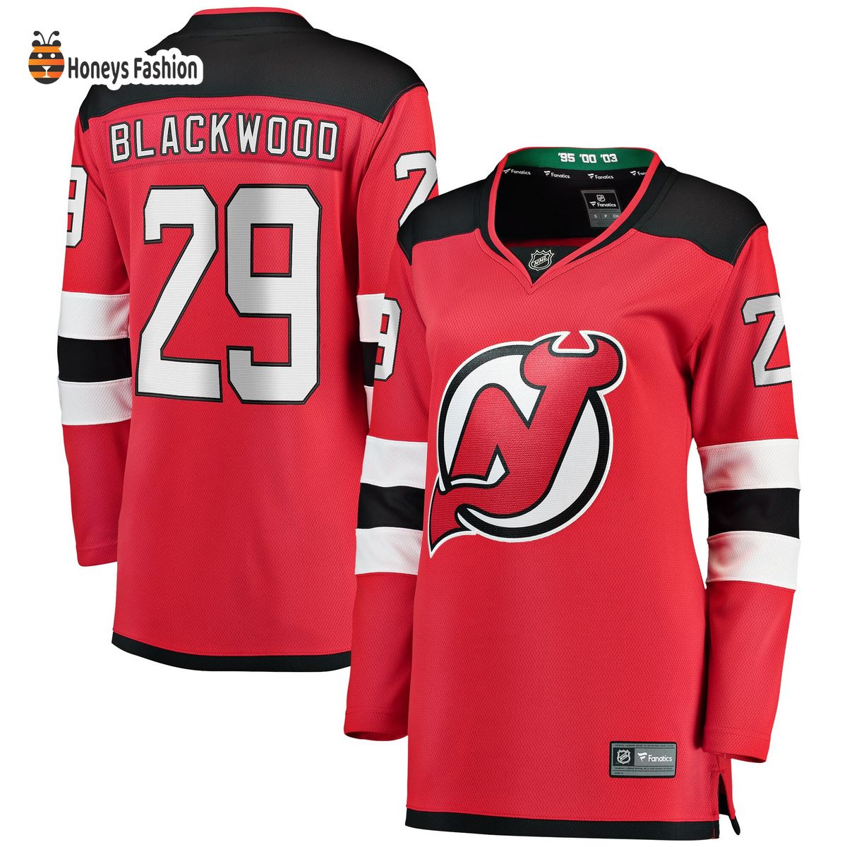 Women’s New Hockey Jersey Devils Mackenzie Blackwood Red Home Breakaway Hockey Jersey