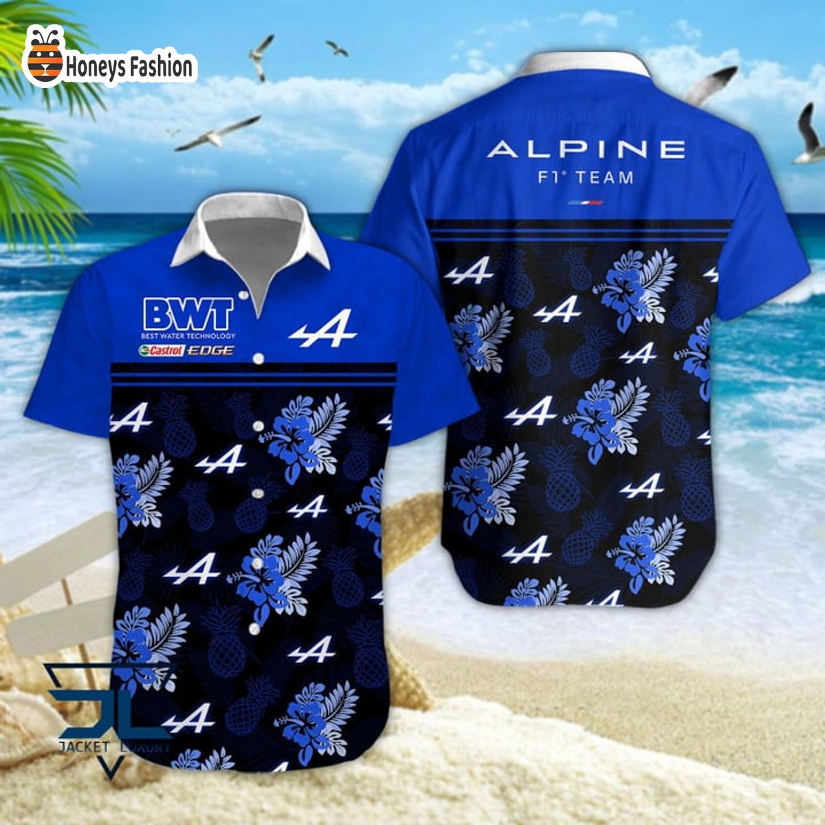 Alpine F1 Team Hibiscus Hawaiian Shirt
