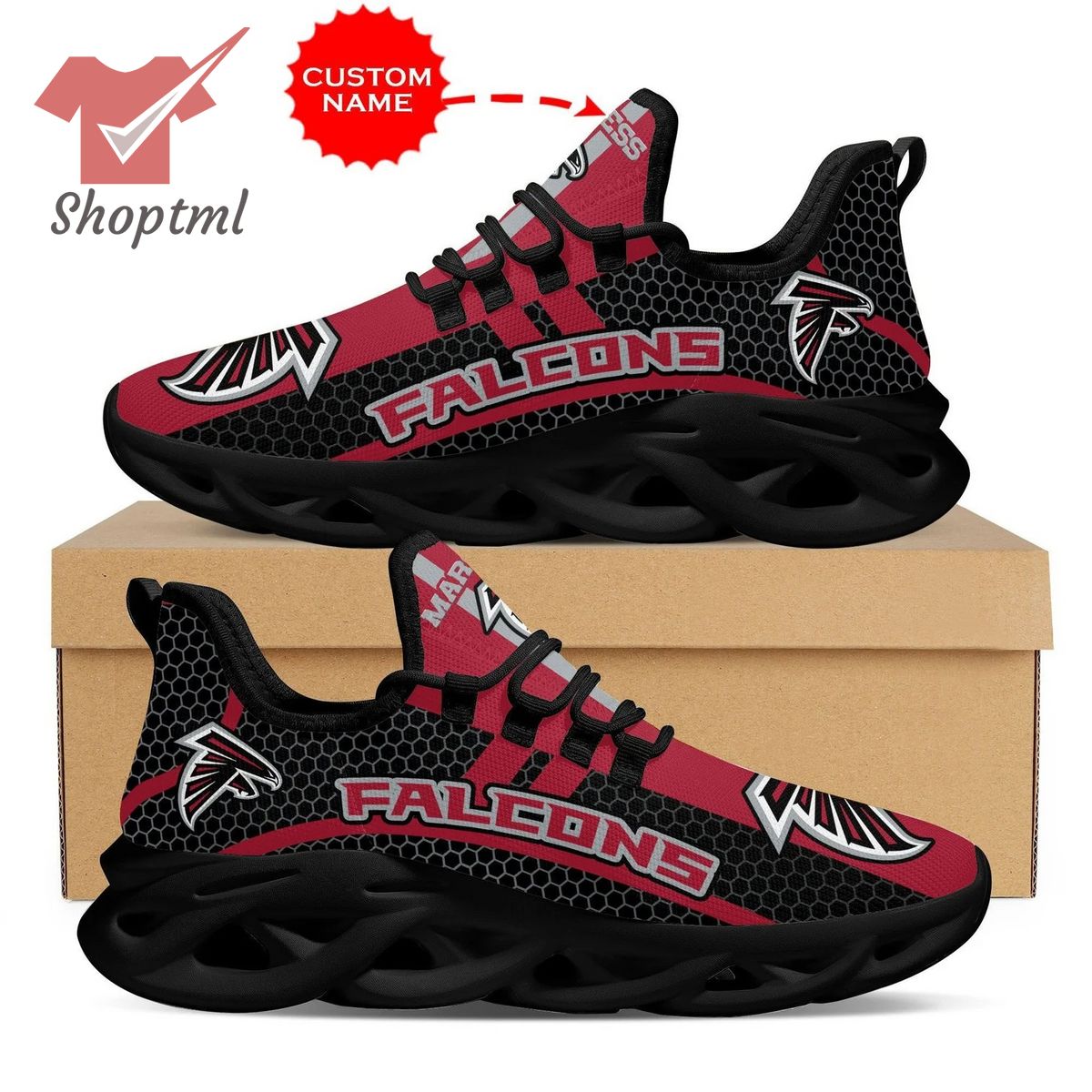 Atlanta Falcons NFL Custom name Max Soul Shoes