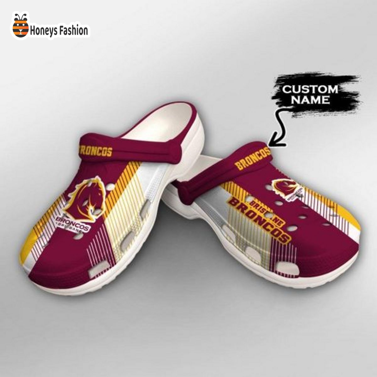 Brisbane Broncos NRL Custom Name Crocs Crocband