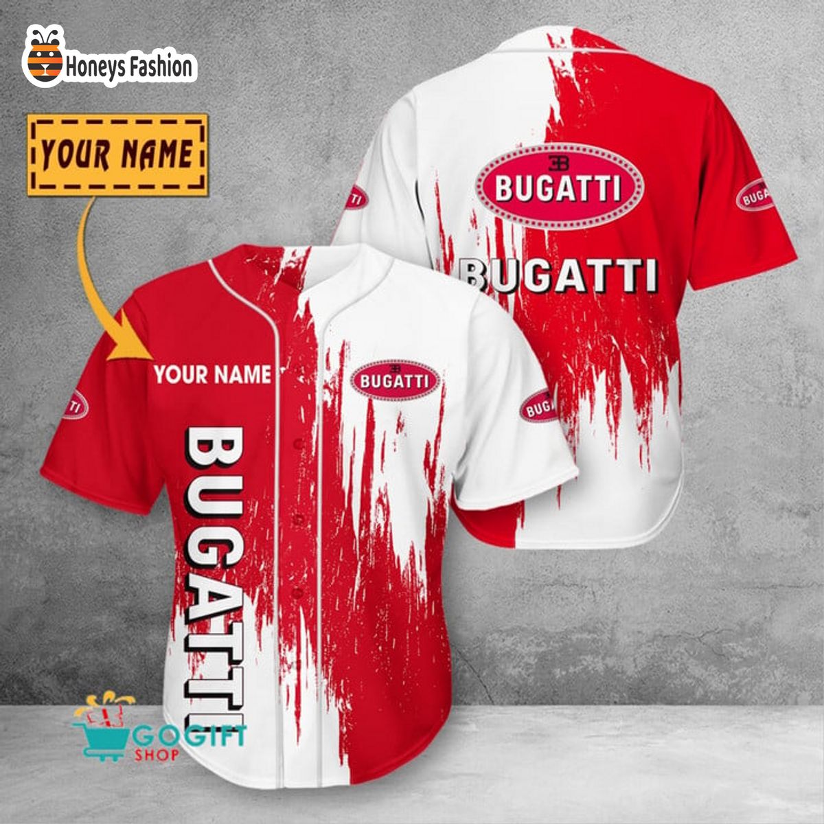 Bugatti Custom Name Baseball Jersey