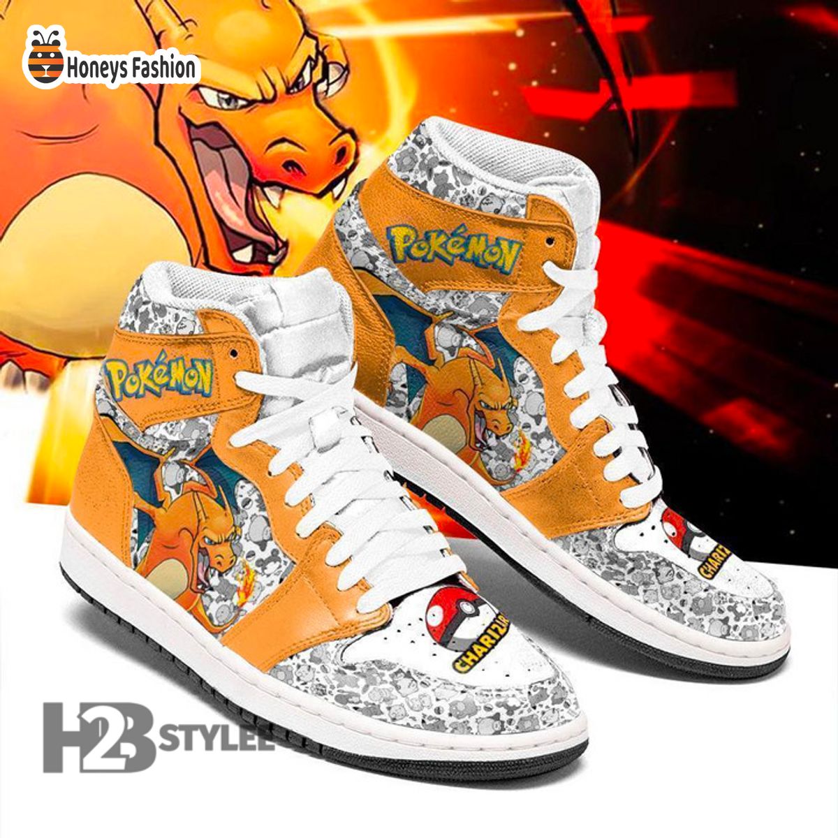 Charizard Lizardon Blaze Fire Flying Pokemon Air Jordan High Sneaker