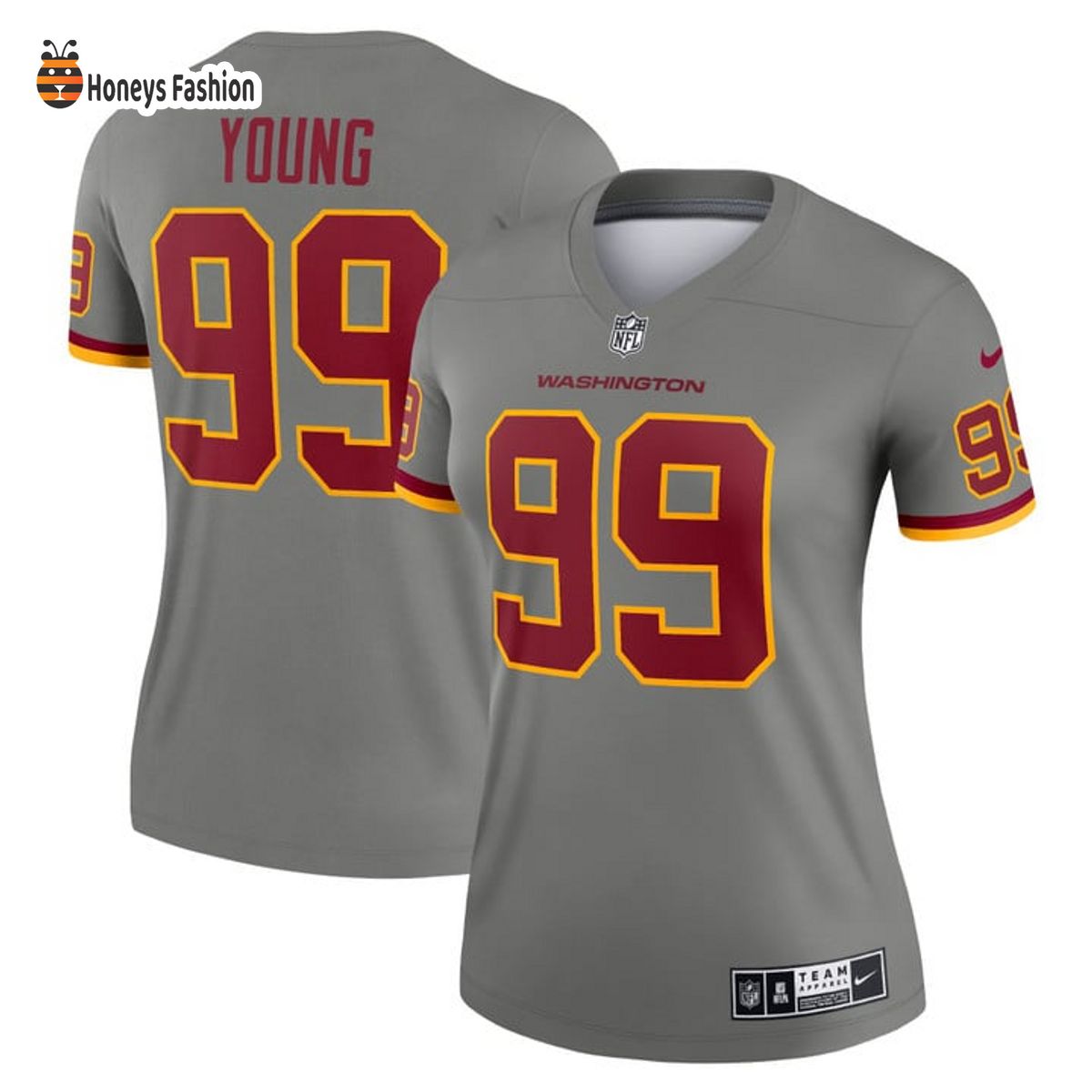 Chase Young Washington Football Team Nike Women’s Inverted Gray Legend Jersey