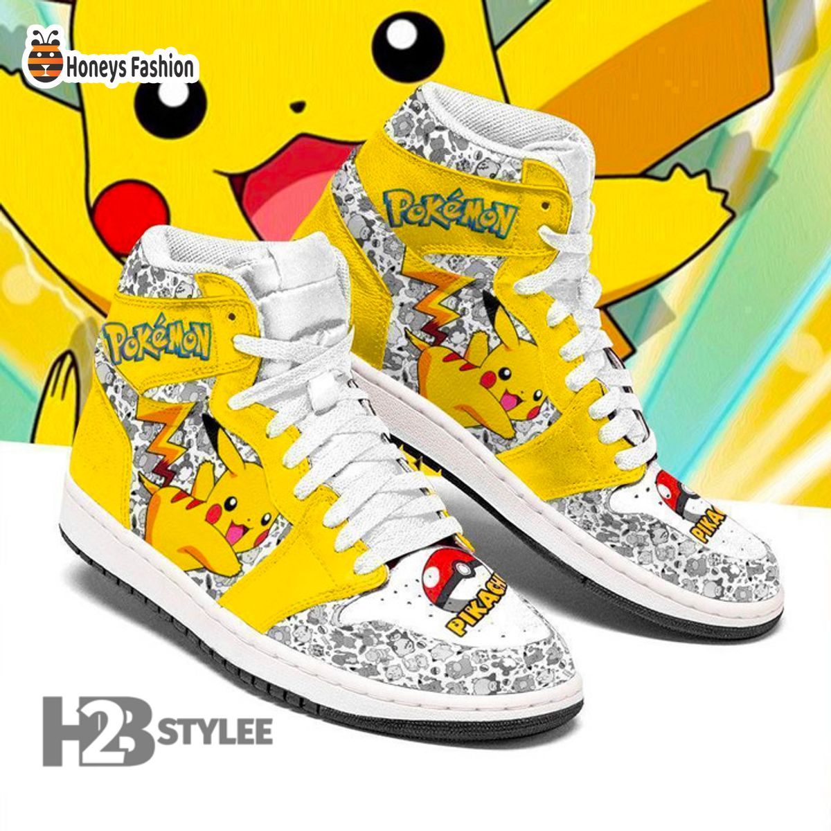 Cute Funny Pikachu Pokemon Air Jordan High Sneaker