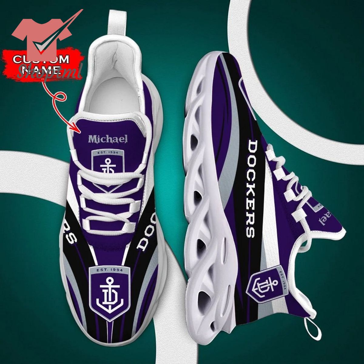 Fremantle Dockers AFL Custom name Max Soul Shoes