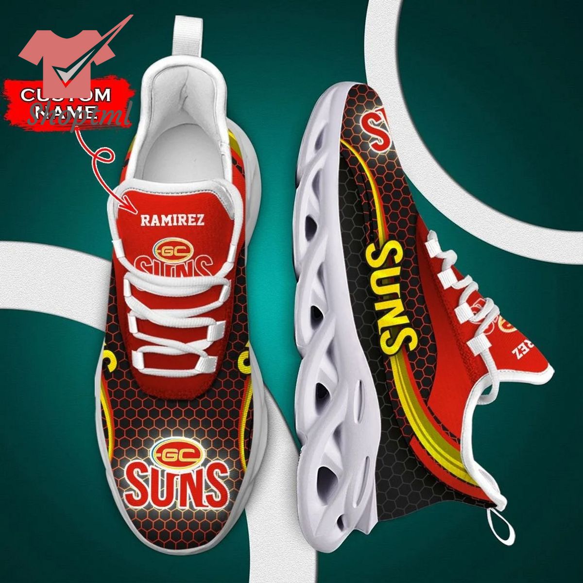 Gold Coast Suns AFL Custom name Max Soul Shoes