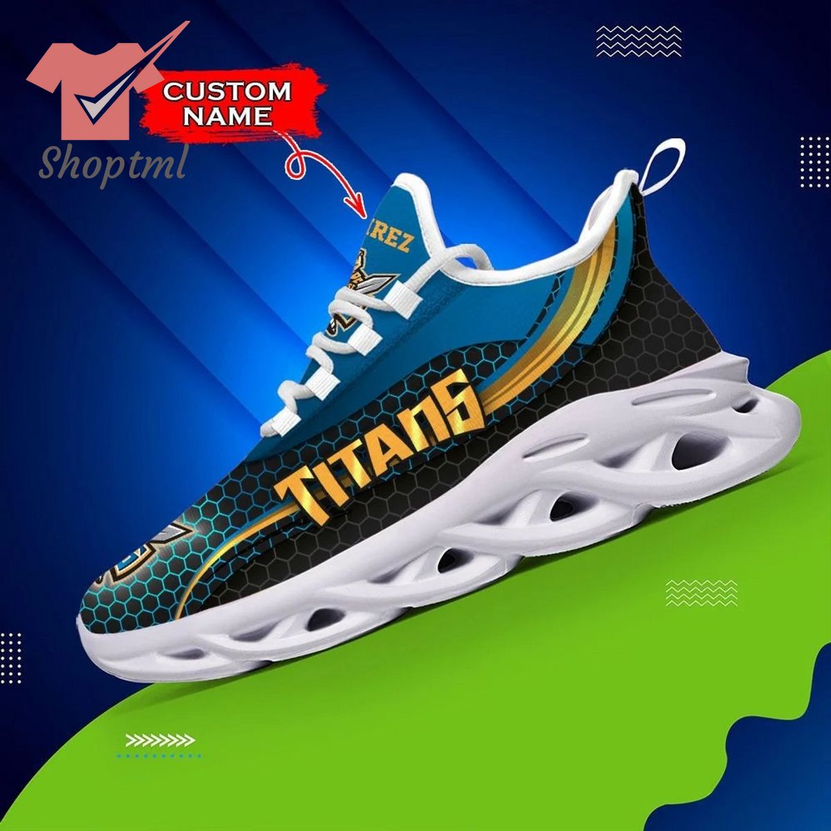 Gold Coast Titans NRL Custom name Max Soul Shoes