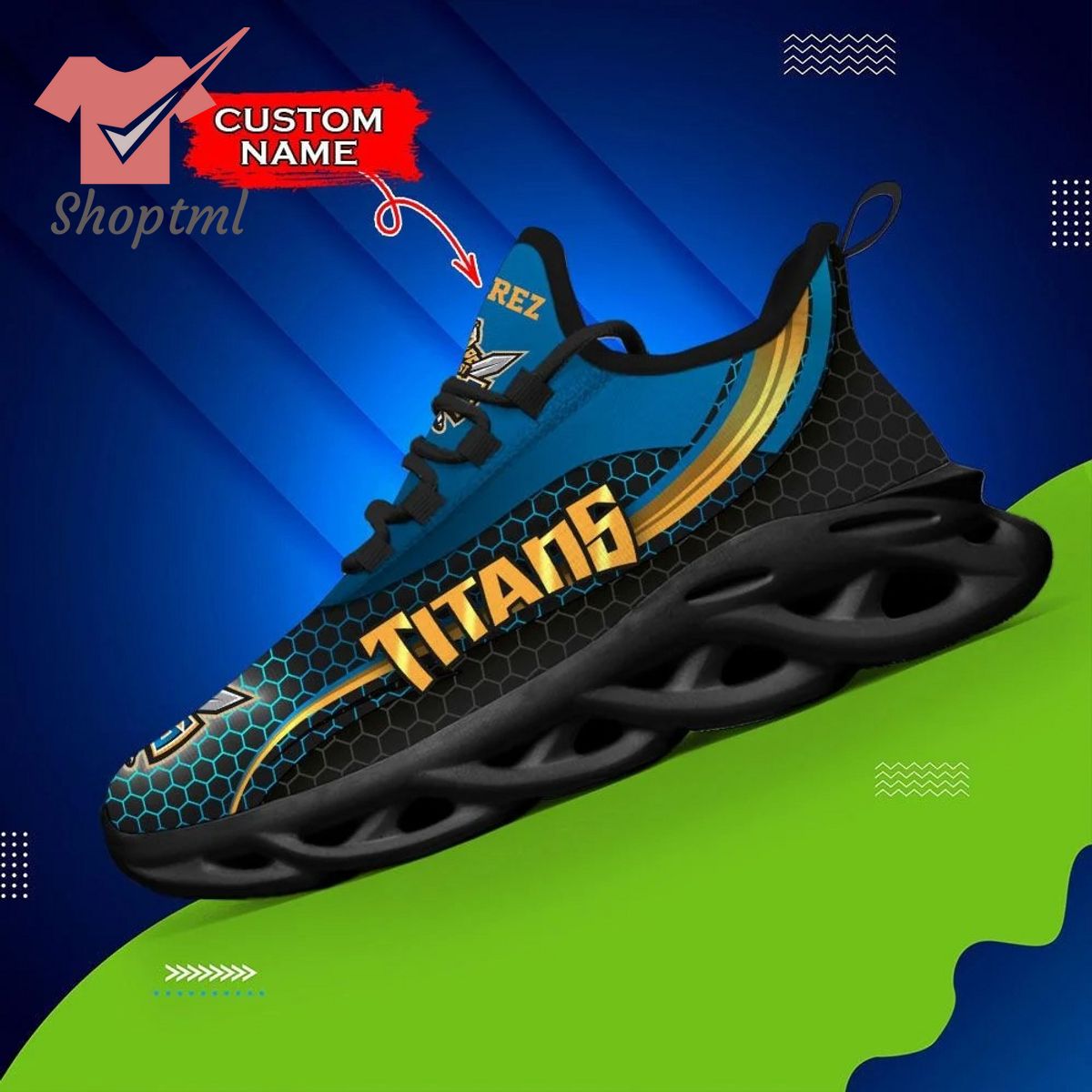 Gold Coast Titans NRL Custom name Max Soul Shoes