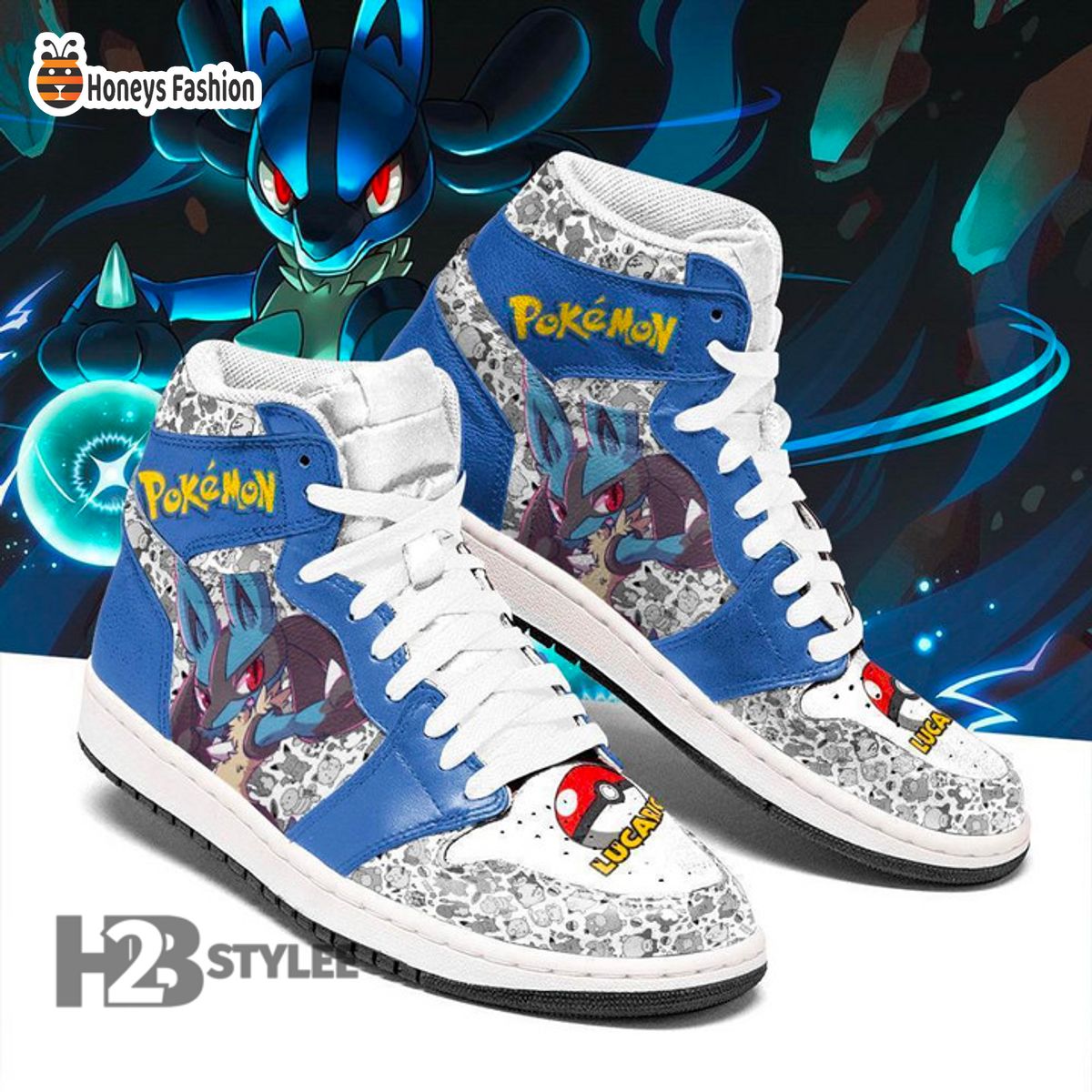 Lucario Poke Ball Pokemon Air Jordan High Sneaker