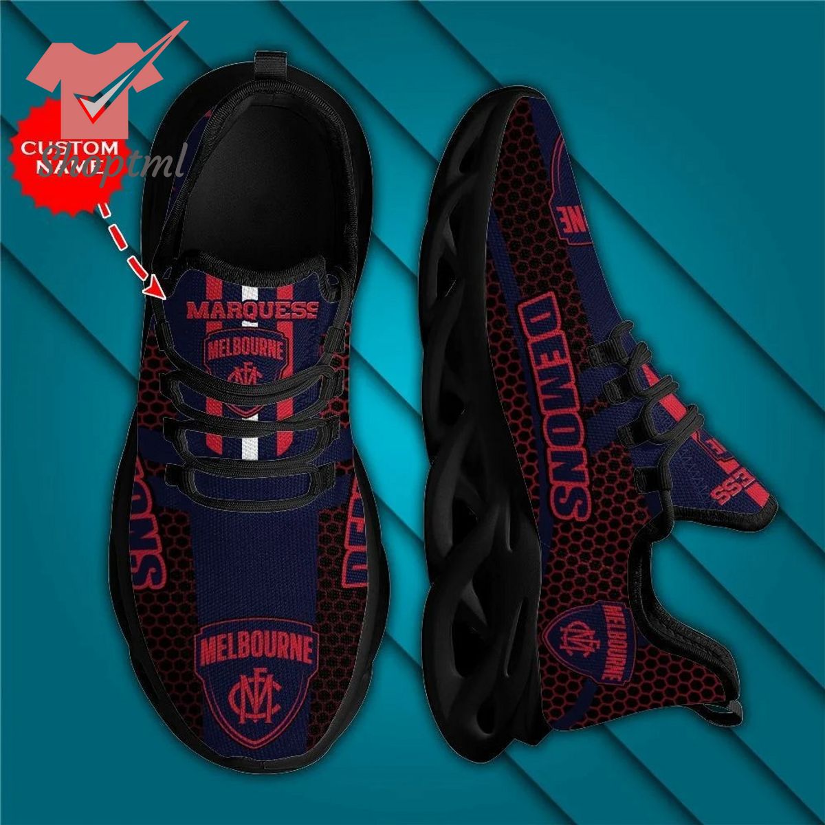 Melbourne Demons AFL Custom name Max Soul Shoes