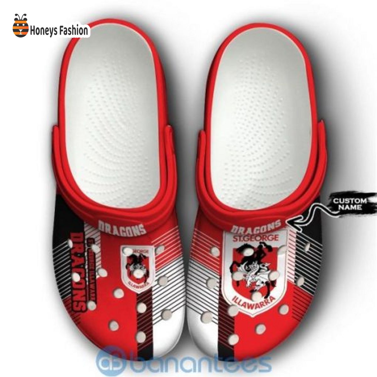 St. George Illawarra Dragons NRL Custom Name Crocs Crocband - Honeysfashion
