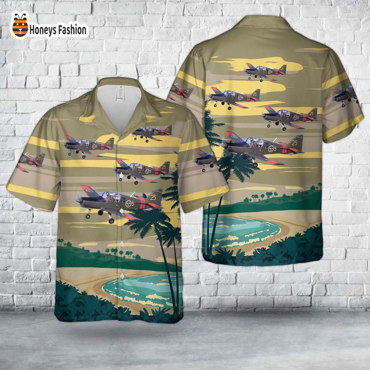 Swedish Air Force Sk61 Scottish Aviation Bulldog Hawaiian Shirt